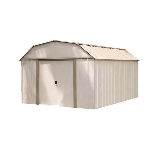 Arrow LX1014-C1 Storage Shed Lexington 10 ft. x 14 ft. Metal Vertical Barn without Floor Kit White Eggshell