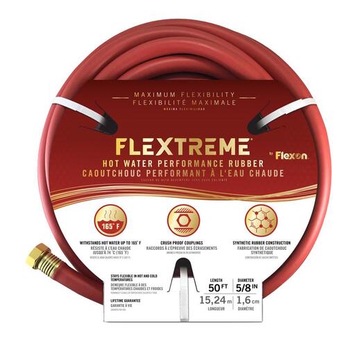 Flexon FLXPR5850R Hot Water Hose Flextreme 5/8" D X 50 ft. L Heavy Duty Commercial Grade Red Red