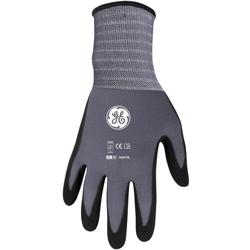 General Electric GG217XLC Dipped Gloves Unisex Black/Gray XL Black/Gray Pair