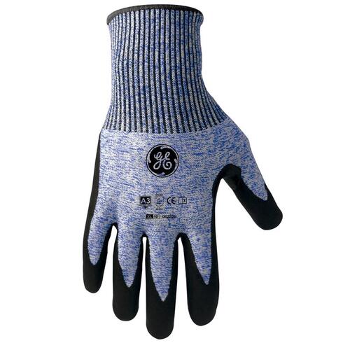 General Electric GG223XLC Dipped Gloves Unisex Black/Blue XL Black/Blue Pair