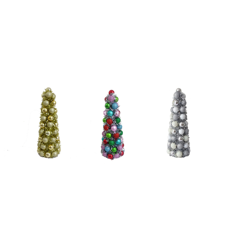 Indoor Christmas Decor Assorted Glitter Ball Cone Tree Assorted