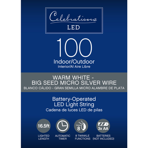 Christmas Lights LED Micro Dot/Fairy Clear/Warm White 100 ct String 16.5 ft.