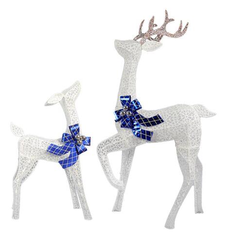 Celebrations 20DH0918P2 Yard Decor LED 23.62" Glittery Buck and Fawn