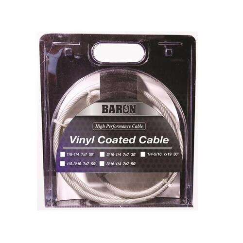 Aircraft Cable Vinyl Coated Galvanized Steel 3/16-1/4" D X 30 ft. L Vinyl Coated