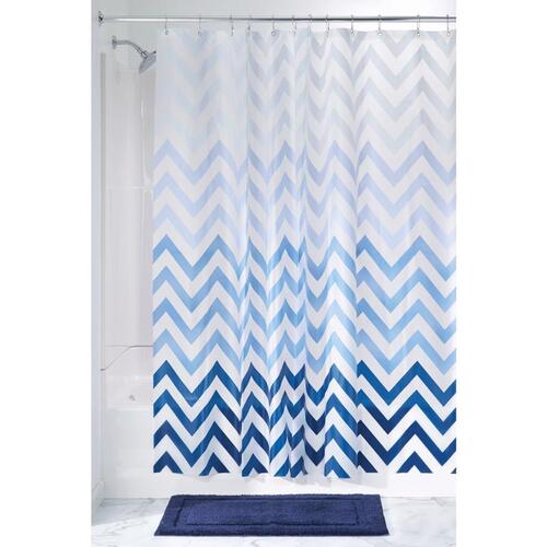 Shower Curtain 72" H X 72" W Blue/White Ombre Chevron Polyester Blue/White
