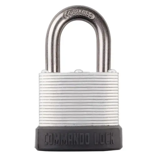 Padlock 3" H X 1.75" W X 1" L Laminated Steel Dual Ball Bearing Locking Silver