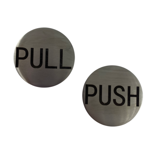 CRL RPP2BS Brushed Stainless 2" Round Push/Pull Set - Etched Stainless Steel