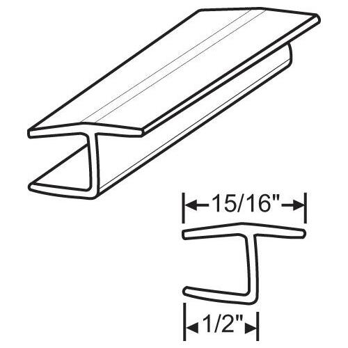 Polycarbonate H Jamb For 3/8" Glass 180 degree 95in Lengths