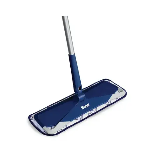 Bona WM710013432 Floor Mop, 4 in W Head, 15 in L Head, Microfiber Head Blue/Silver