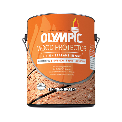 Olympic 58800A/01 Stain and Sealant Semi-Transparent Semi-Gloss Neutral Base Oil-Based Acrylic 1 gal Neutral Base