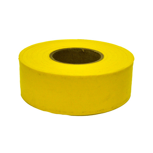 Flagging Tape, 300 ft L, 1-3/16 in W, Yellow, Polyethylene