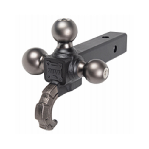 Reese Towpower 7095620 Tactical Tri-Ball Ball Mount with Hook, 1-7/8 in, 2 in, 2-5/16 in Dia Hitch Ball, Matte/Pewter