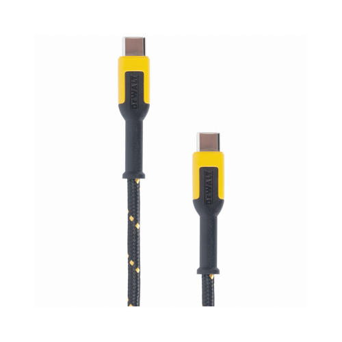 Charger Cable, USB, USB-C, Kevlar Fiber Sheath, Black/Yellow Sheath, 6 ft L