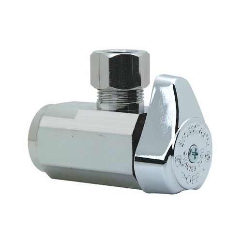 BrassCraft G2R15X CD Stop Valve, 3/8 x 3/8 in Connection, Compression x FIP, 125 psi Pressure, Brass Body Chrome