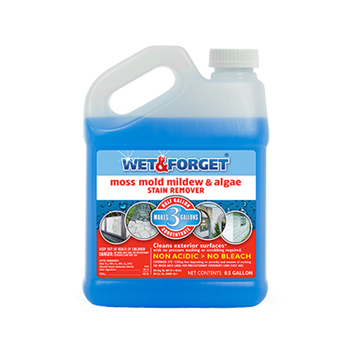 Wet & Forget 800003 Stain Remover, 0.5 gal, Liquid, Slight Almond, Blue