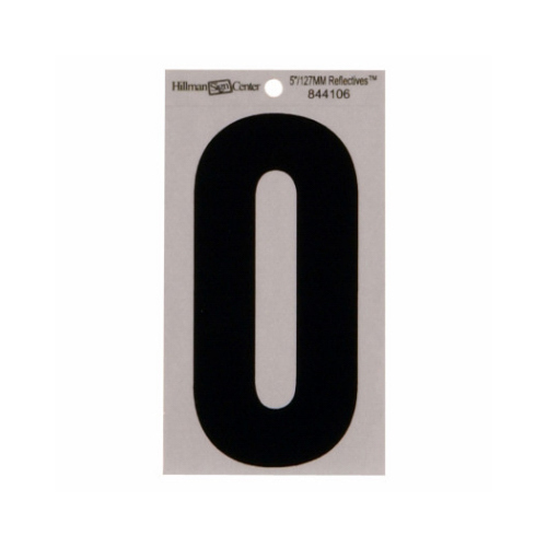 Hillman 844106-XCP6 Number 5" Reflective Black Mylar Self-Adhesive 0 - pack of 6
