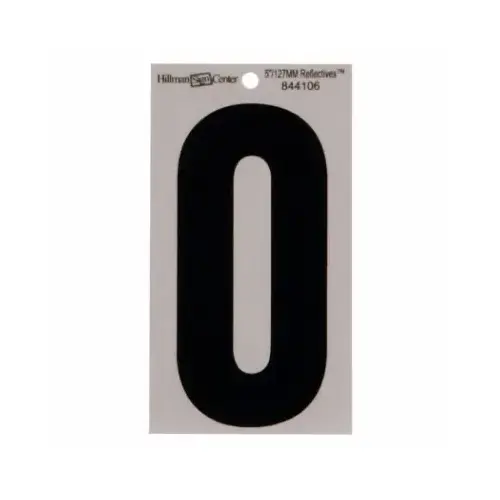 Number 5" Reflective Black Mylar Self-Adhesive 0 - pack of 6