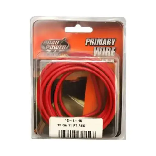 Electrical Wire, 12 AWG Wire, 25/60 V, Copper Conductor, Red Sheath, 11 ft L