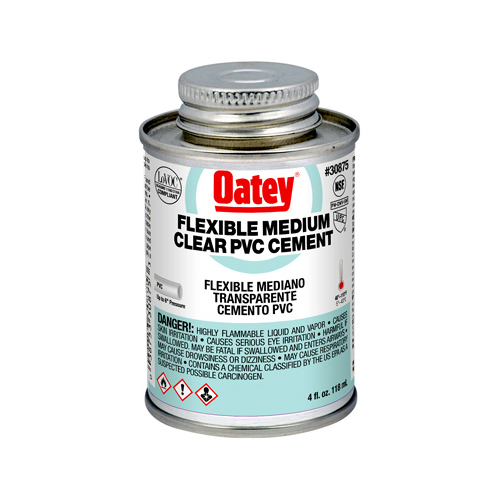 Oatey 30875 Cement Clear For Flexible PVC 4 oz Clear