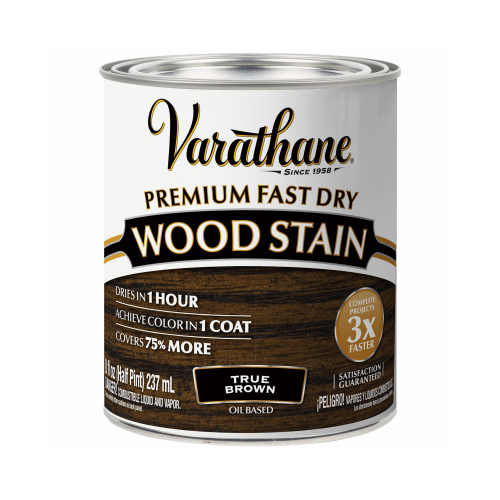 Fast Dry Wood Stain Premium True Brown Oil-Based Urethane Modified Alkyd 0.5 pt True Brown - pack of 4