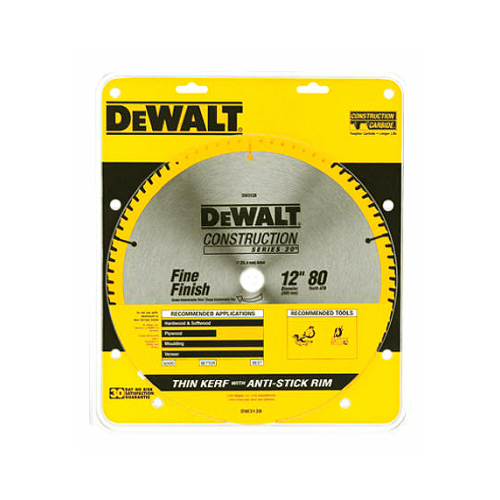 DEWALT DWA11280 Circular Saw Blade 12" D X 1" Fine Finish Carbide Tipped 80 teeth
