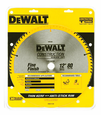 DEWALT DWA11280 Circular Saw Blade 12" D X 1" Fine Finish Carbide Tipped 80 teeth