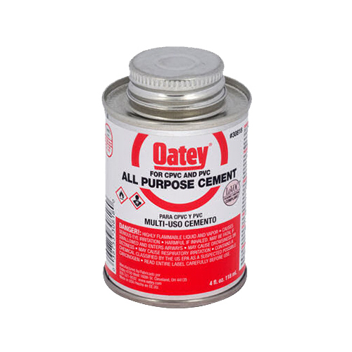 Oatey 30818 AllPurpose Cement Clear For ABS/CPVC/PVC 4 oz Clear