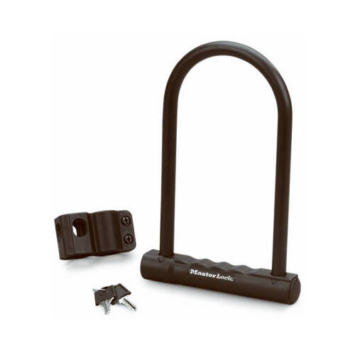 U-Lock, Keyed Different Key, 1/2 in Dia Shackle, Steel Body, 6-1/8 in W Body Black