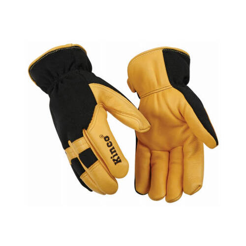 KincoPro 101HK-L Safety Gloves, Men's, L, Wing Thumb, Shirred Elastic Wrist Cuff, Polyester/Spandex Back, Gold