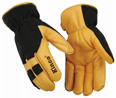 KincoPro 101HK-XL Safety Gloves, Men's, XL, Wing Thumb, Shirred Elastic Wrist Cuff, Polyester/Spandex Back, Gold