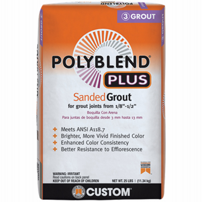 CUSTOM BUILDING PRODUCTS, INC. PBPG11525 Polyblend Plus Sanded Grout, Powder, Characteristic, Platinum, 25 lb Bag