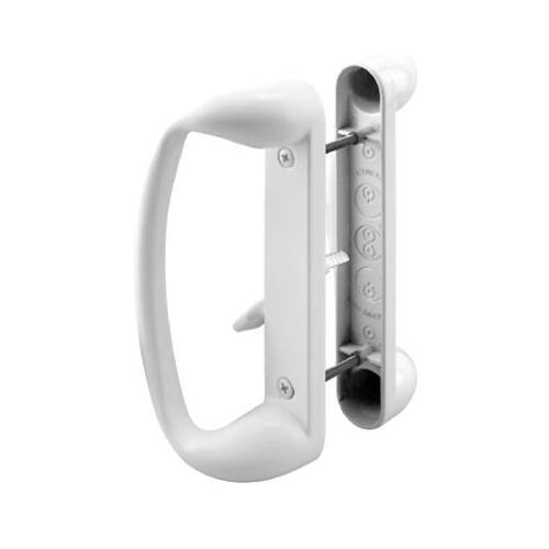 Handle Set, Aluminum, Painted, 1-5/8 to 1-7/8 in Thick Door White