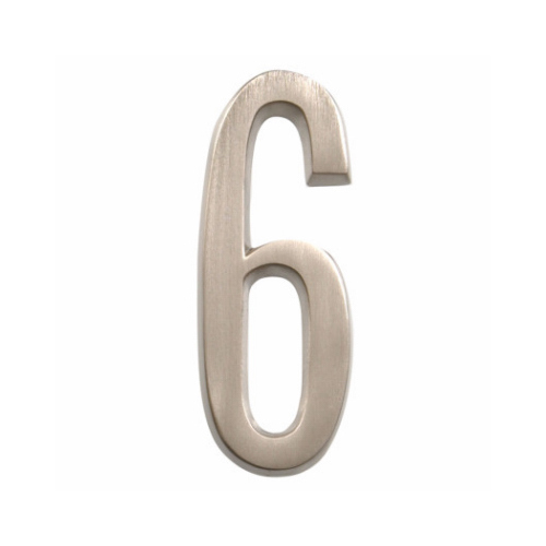 Number Distinctions 4" Silver Brushed Nickel Self-Adhesive 6