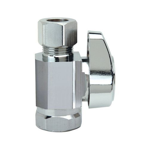 BrassCraft G2R10X CD Stop Valve, 3/8 x 3/8 in Connection, Compression x FIP, 125 psi Pressure, Brass Body Chrome