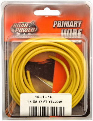 Road Power 55670833 Electrical Wire, 14 AWG Wire, 25/60 V, Copper Conductor, Yellow Sheath, 17 ft L