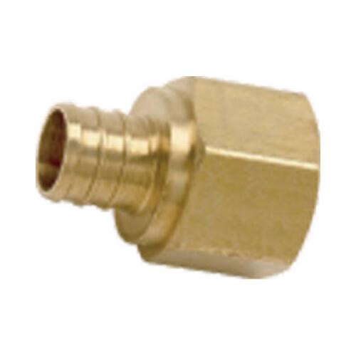 Hose to Pipe Adapter, 1/2 in, PEX Barb x FNPT, DZR Brass, 200 psi Pressure