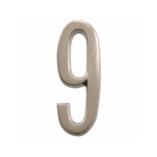 Number Distinctions 4" Silver Brushed Nickel Self-Adhesive 9 - pack of 3