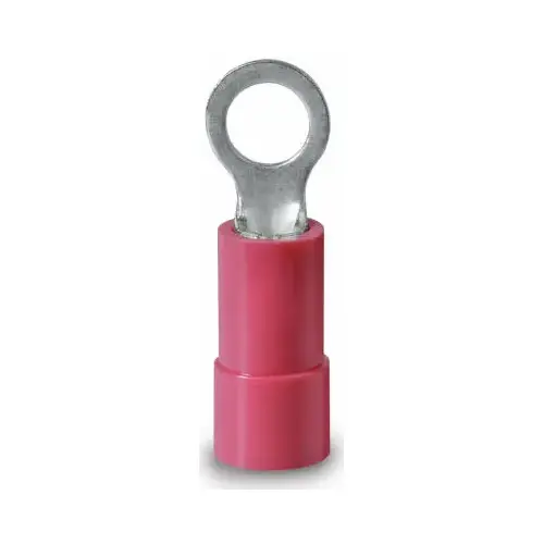 Ring Terminal, 600 V, 22 to 18 AWG Wire, #4 to 6 Stud, Vinyl Insulation, Red - pack of 22