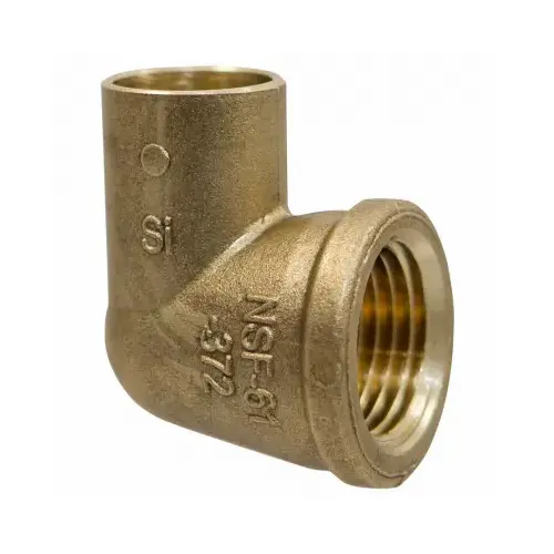 NIBCO BF0120LC 3/4 In. CxF 90 Deg. Cast Brass Copper Elbow (1/4 Bend)