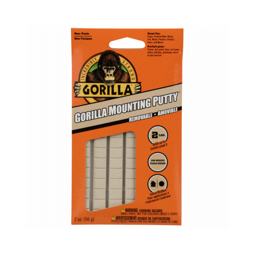 Gorilla 102745 Mounting Putty High Strength Synthetic Rubber 2 oz Creme
