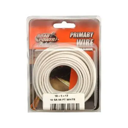 Electrical Wire, 18 AWG Wire, 25/60 VAC/VDC, Copper Conductor, White Sheath, 33 ft L