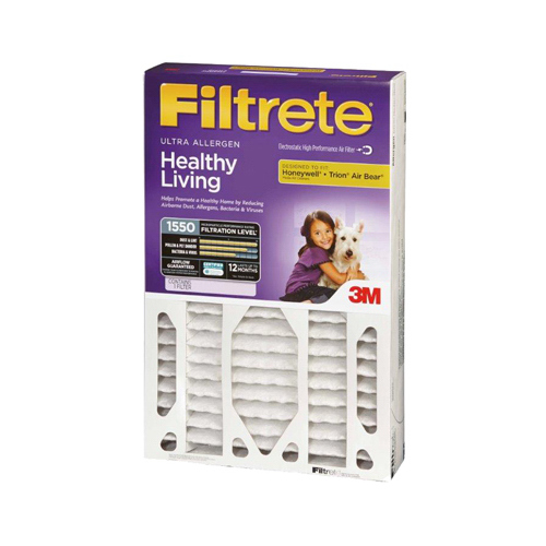 Electrostatic Air Filter, 20 in L, 20 in W, 97 % Filter Efficiency, Pleated Fabric Filter Media White