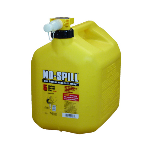 No-Spill 1457 Diesel Gas Can, 5 gal, Plastic, Yellow