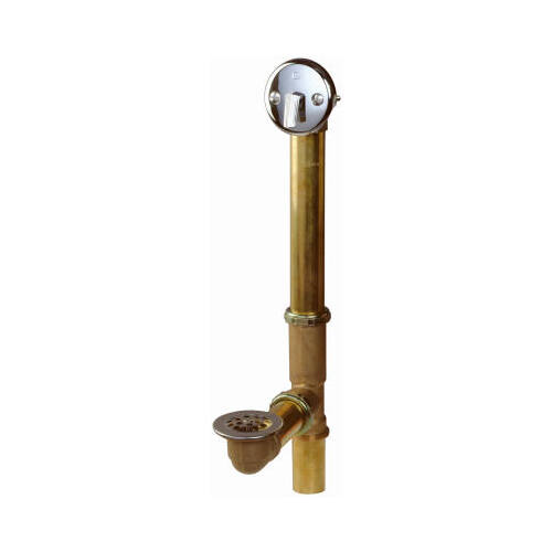 Bath Drain Assembly, Brass, Chrome, For: Built in Tubs