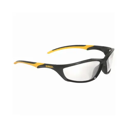 Safety Glasses, Hard-Coated Lens, Polycarbonate Lens, Full Frame, Black/Yellow Frame