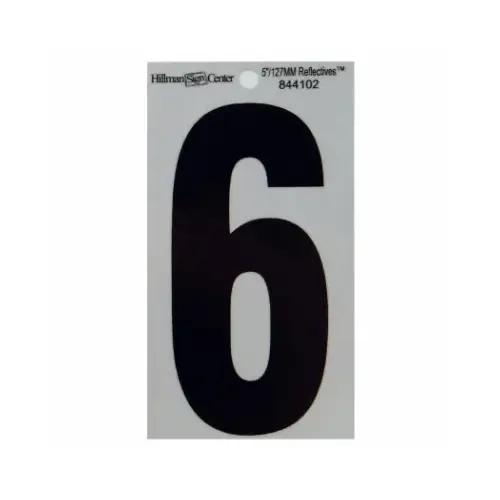 Number 5" Reflective Black Vinyl Self-Adhesive 6