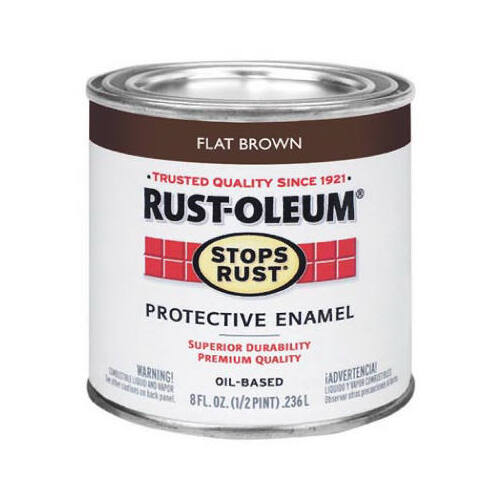 STOPS RUST Protective Enamel, Flat, Brown, 1 qt Can