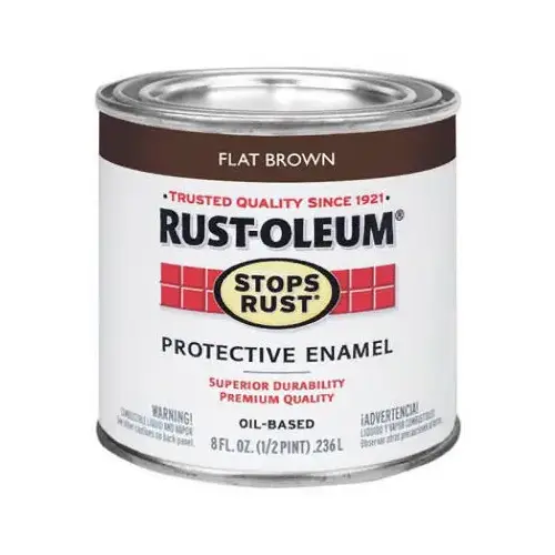 STOPS RUST Protective Enamel, Flat, Brown, 1 qt Can - pack of 2