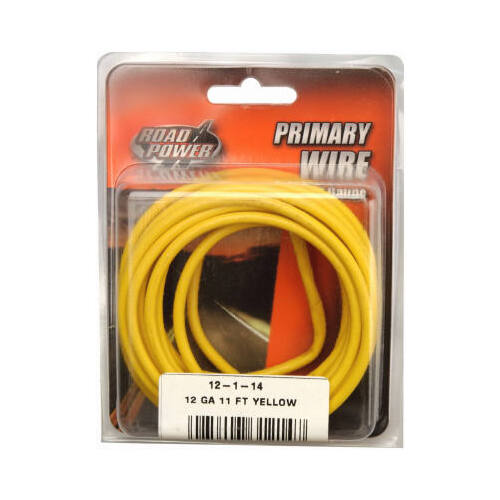 Electrical Wire, 12 AWG Wire, 25/60 VAC/VDC, Copper Conductor, Yellow Sheath, 11 ft L