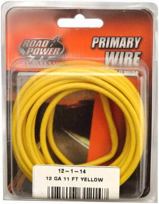 Road Power 55671733 Electrical Wire, 12 AWG Wire, 25/60 VAC/VDC, Copper Conductor, Yellow Sheath, 11 ft L